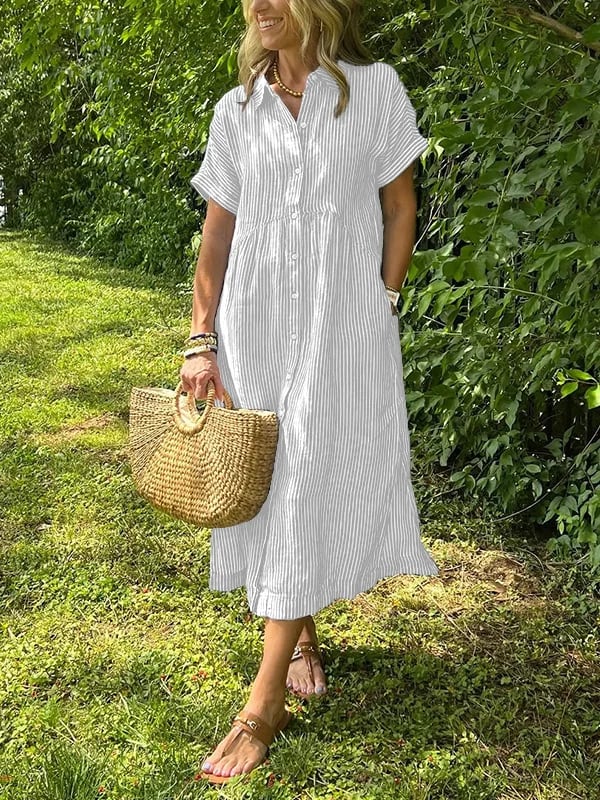JOVIE - CLASSIC ELEGANT STRIPED MAXI DRESS