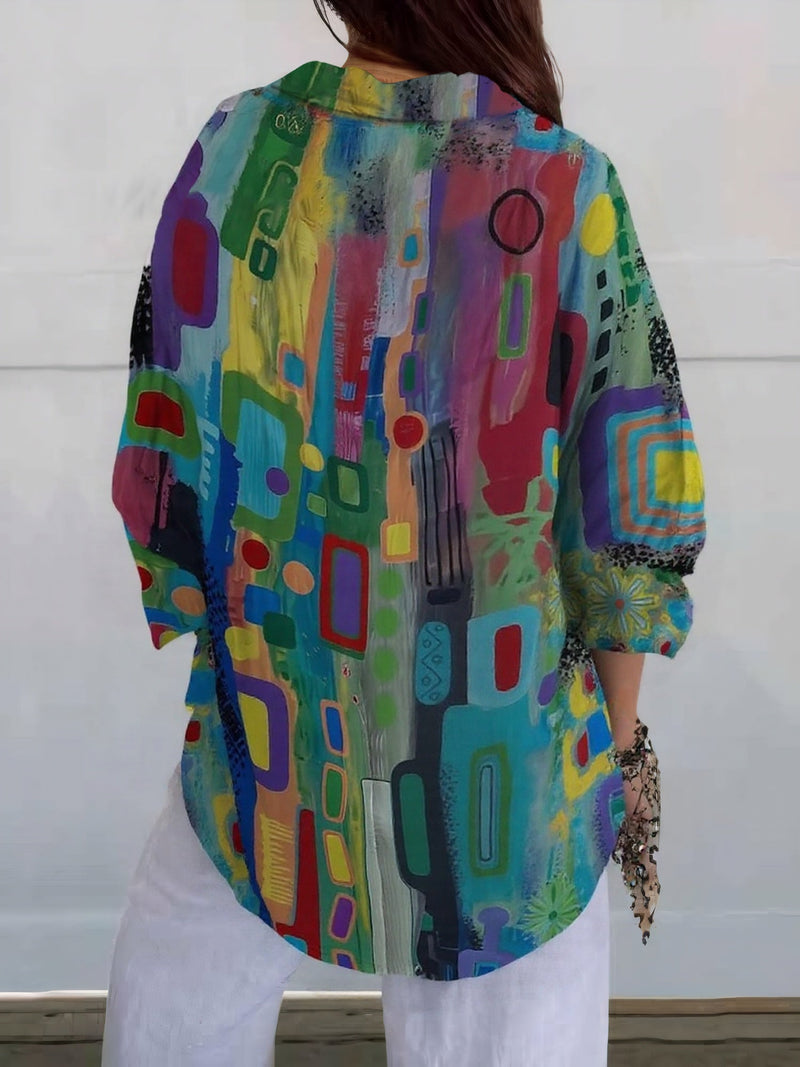 EDNA™ - ELEGANT BLOUSE WITH GEOMETRIC PATTERN