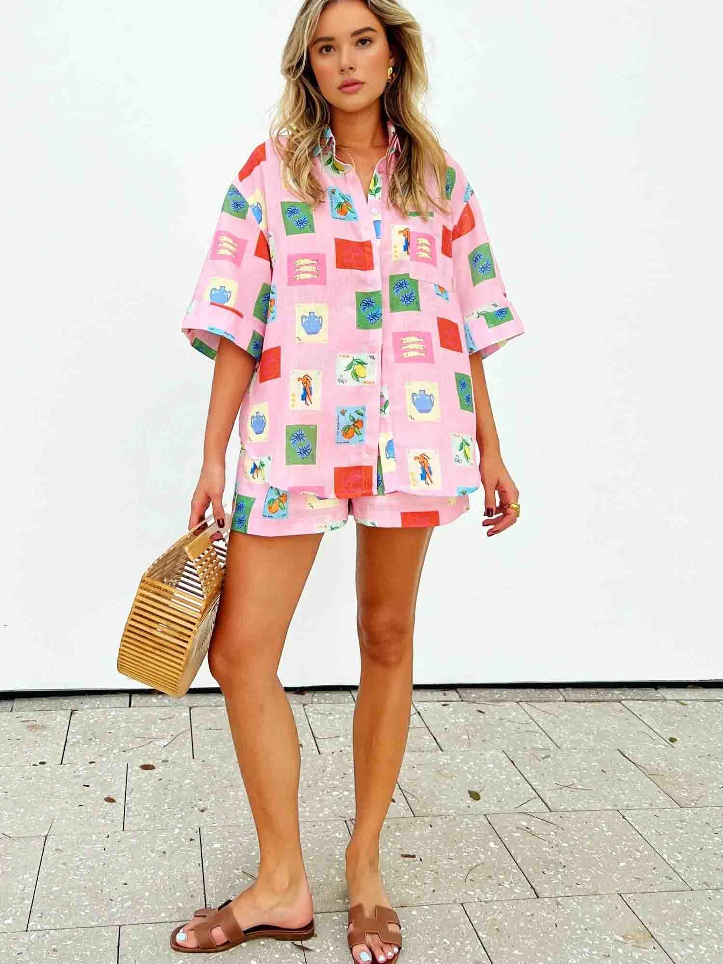 SAMIRA - TRENDY ARTISTIC PRINT IN PINK SET