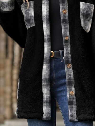 Amy | Plaid Contrast Dropped Shoulder Coat