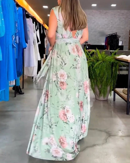 Venesa™ - Elegant Sleeveless V-neck Floral Print Dress