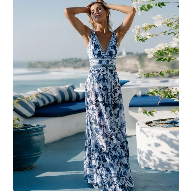 PAISLEY - RUFFLED V-NECK SWIM SET