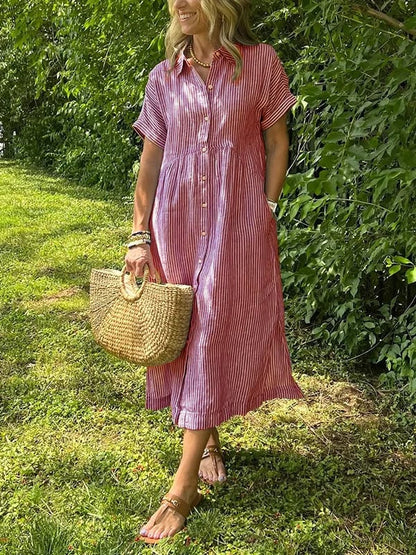JOVIE - CLASSIC ELEGANT STRIPED MAXI DRESS