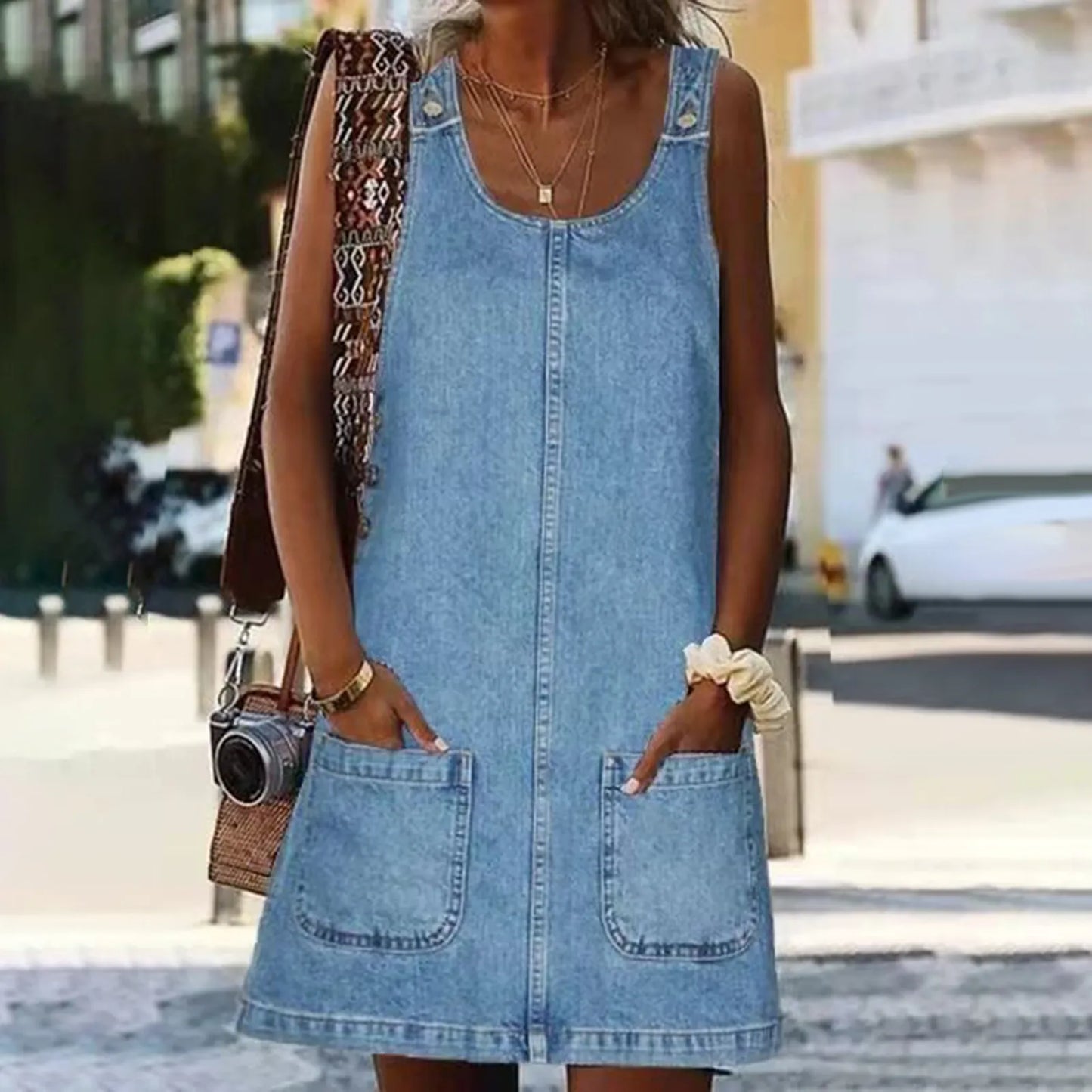 TIA - DENIM BODYCON MINI DRESS