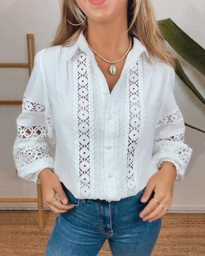 ZIAH - CLASSIC EYELET LONG SLEEVE BLOUSE
