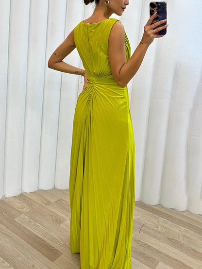Davina - Pleated Maxi Evening Dress
