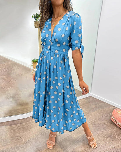 SAINTCLAIR - SWEETHEART DEEP V POLKA DOT DRESS