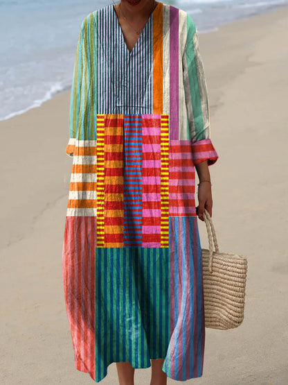 SHAVI - RETRO GEO PRINT COTTON DRESS