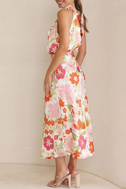 BRYNLEE - ELEGANT PATCHWORK ASYMMETRICAL COLLAR DRESS