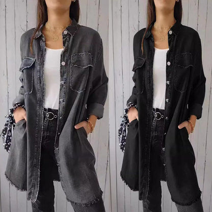 SHAVONNE -  SHIRT DENIM WITH LAPEL JACKET