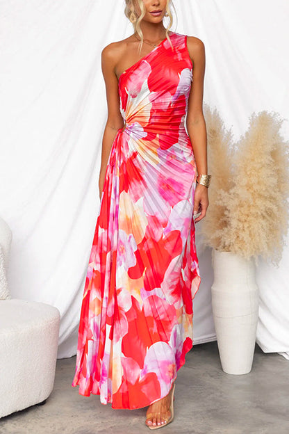 CARMIE – ONE SLEEVE SUMMER PLEATED DRESS