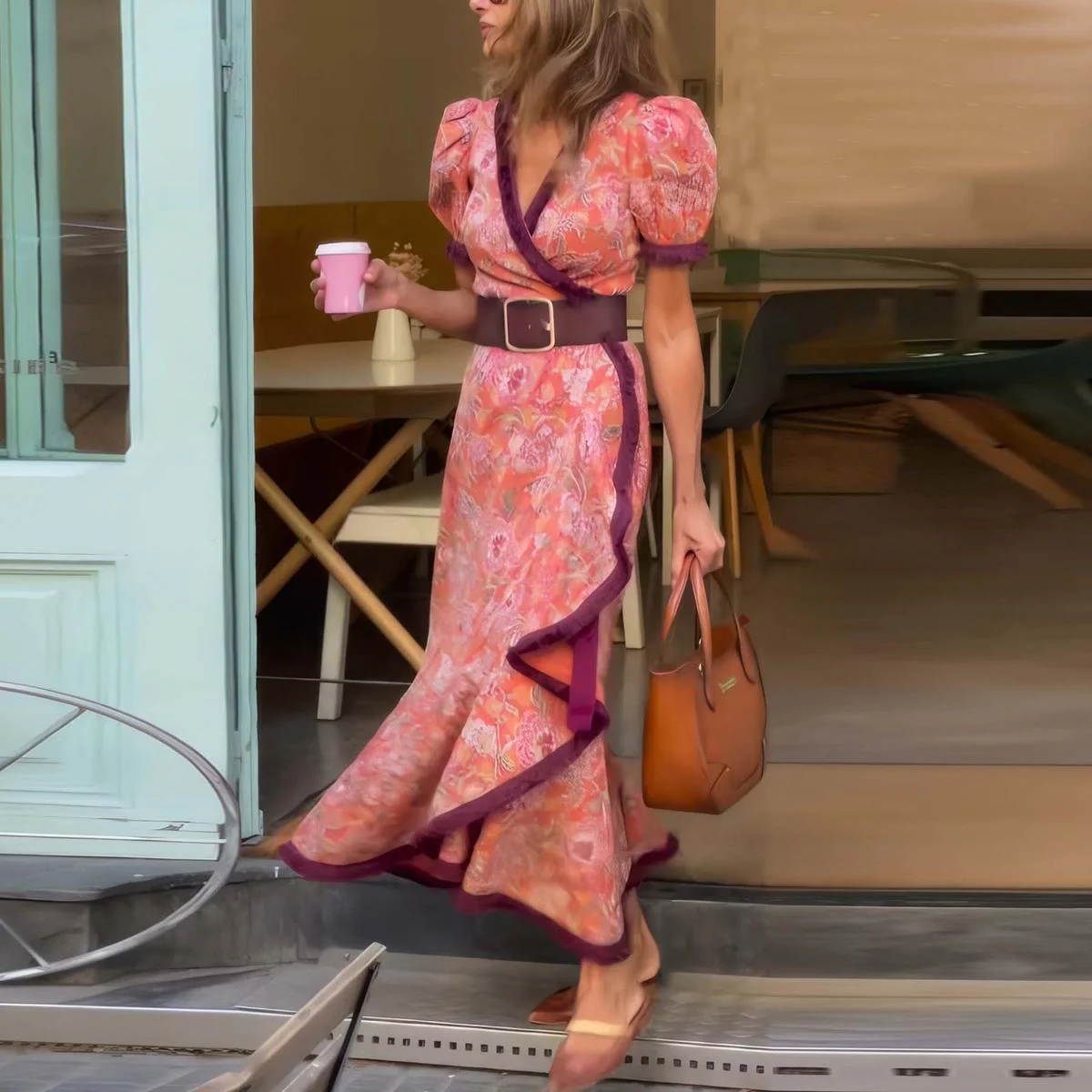 MAXINE - STYLISH BLUSH LONG DRESS