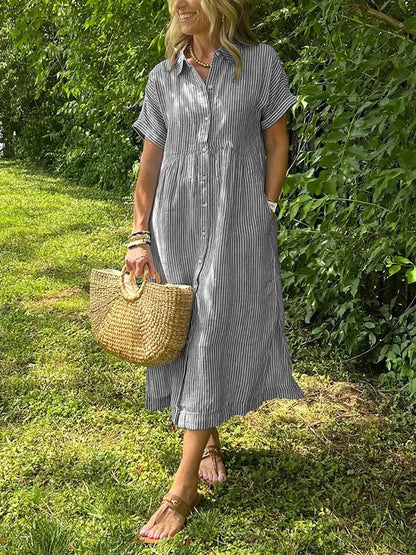 JOVIE - CLASSIC ELEGANT STRIPED MAXI DRESS
