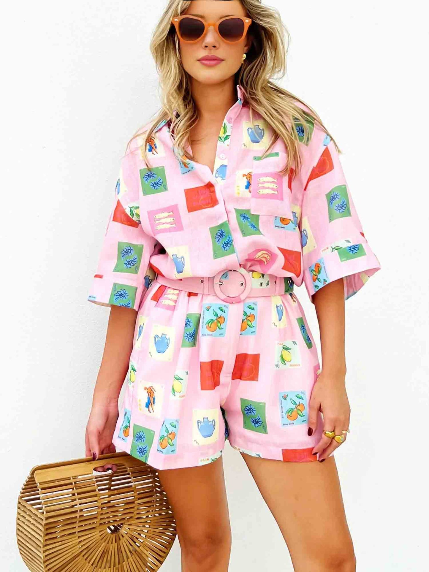 SAMIRA - TRENDY ARTISTIC PRINT IN PINK SET