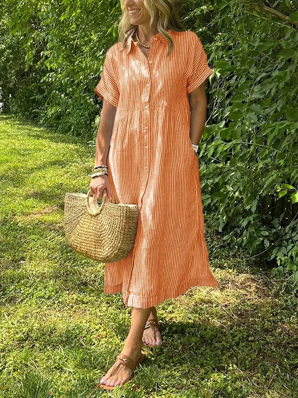 JOVIE - CLASSIC ELEGANT STRIPED MAXI DRESS
