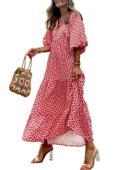 ROMINA - BOHO CHIC PUFF SLEEVE MAXI