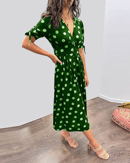SAINTCLAIR - SWEETHEART DEEP V POLKA DOT DRESS