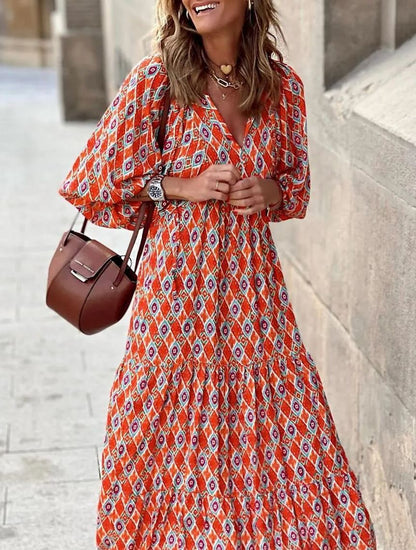 ROMINA - BOHO CHIC PUFF SLEEVE MAXI