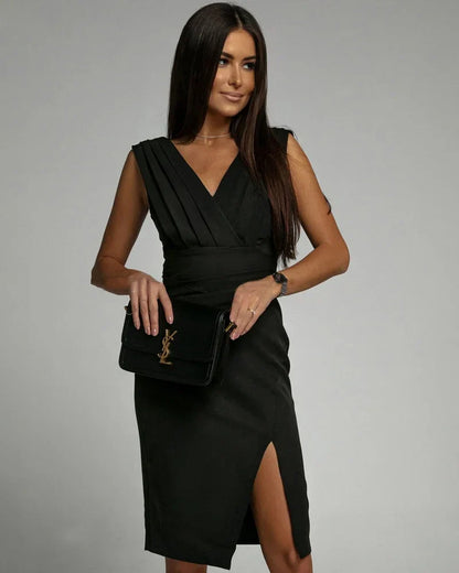 SHAE - STYLISH MIDI DRESS WITH V-NECK