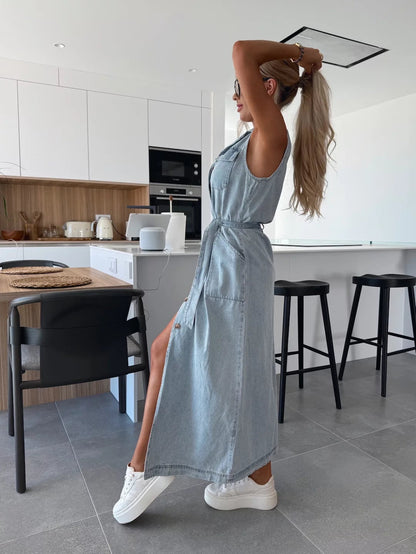 CANDICE - FULL-LENGTH DENIM DRESS
