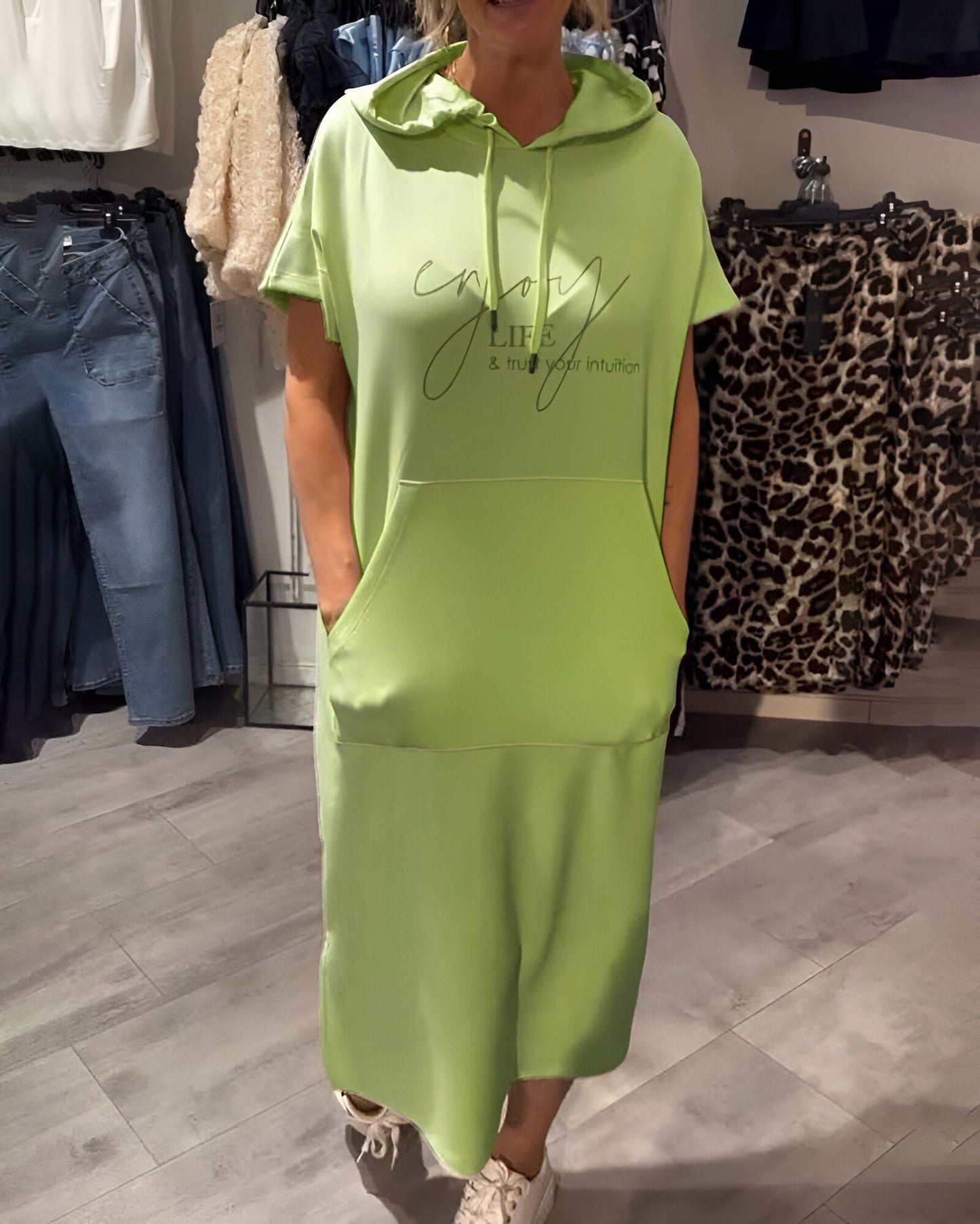 CECILLE - RELAXED HOODED LOUNGE DRESS