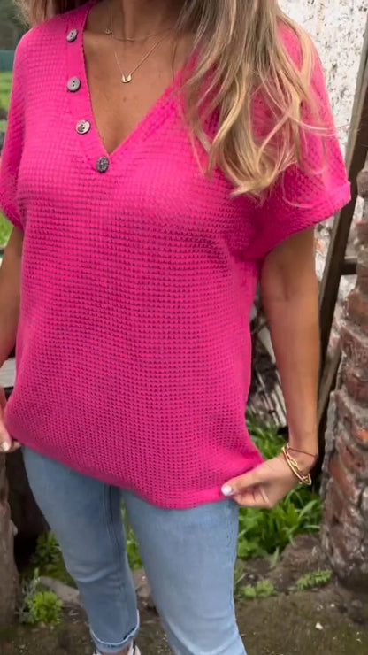 MEERAH -  BREATHABLE WAFFLE SHORT SLEEVE TEE