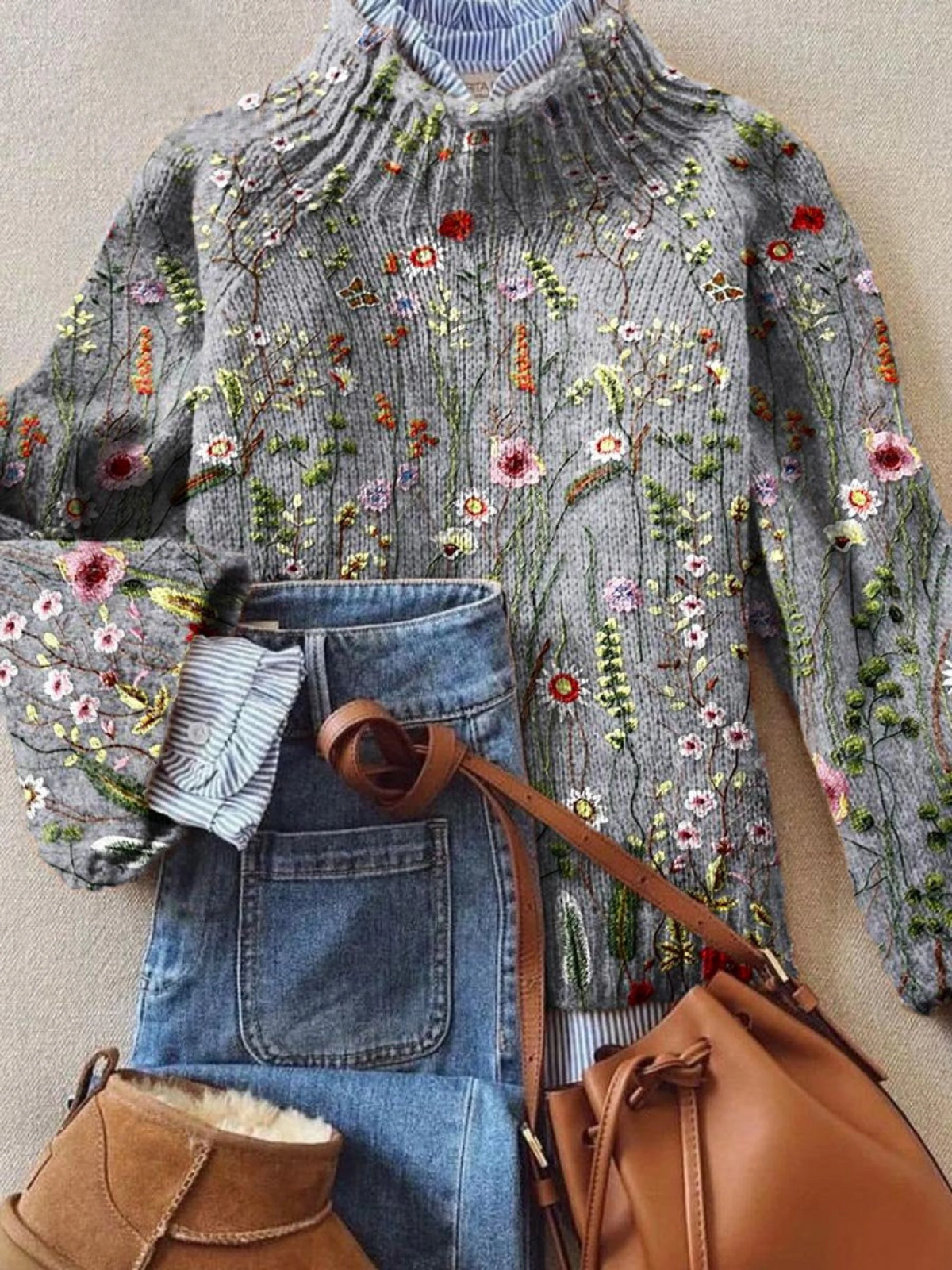 Abigail | Timeless Vintage Floral Knit Sweater