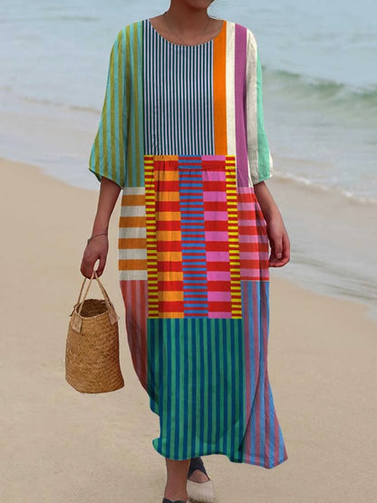 SHAVI - RETRO GEO PRINT COTTON DRESS