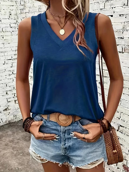 ARCADIA - AIRY V-NECK SLEEVELESS BLOUSE
