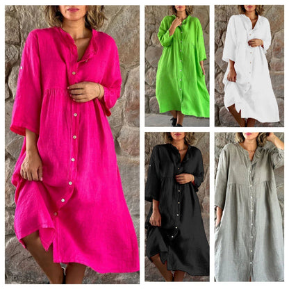 MIRANDA - OVERSIZED COTTON LINEN DRESS