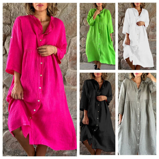 MIRANDA - OVERSIZED COTTON LINEN DRESS