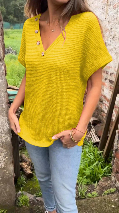 MEERAH -  BREATHABLE WAFFLE SHORT SLEEVE TEE
