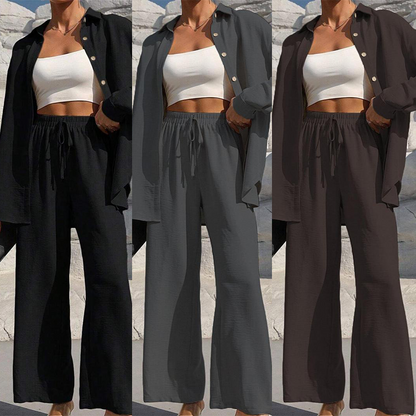 KAMRYN - CLASSIC BUTTON SHIRT AND WIDE LEG SET