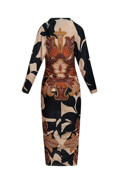 EUGENIA - BRAZILIAN INSPIRED PRINT RUCHED SLIT DRESS