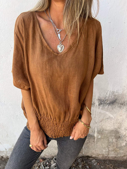 NIXIE - BREEZY RELAXED V-NECK TOP