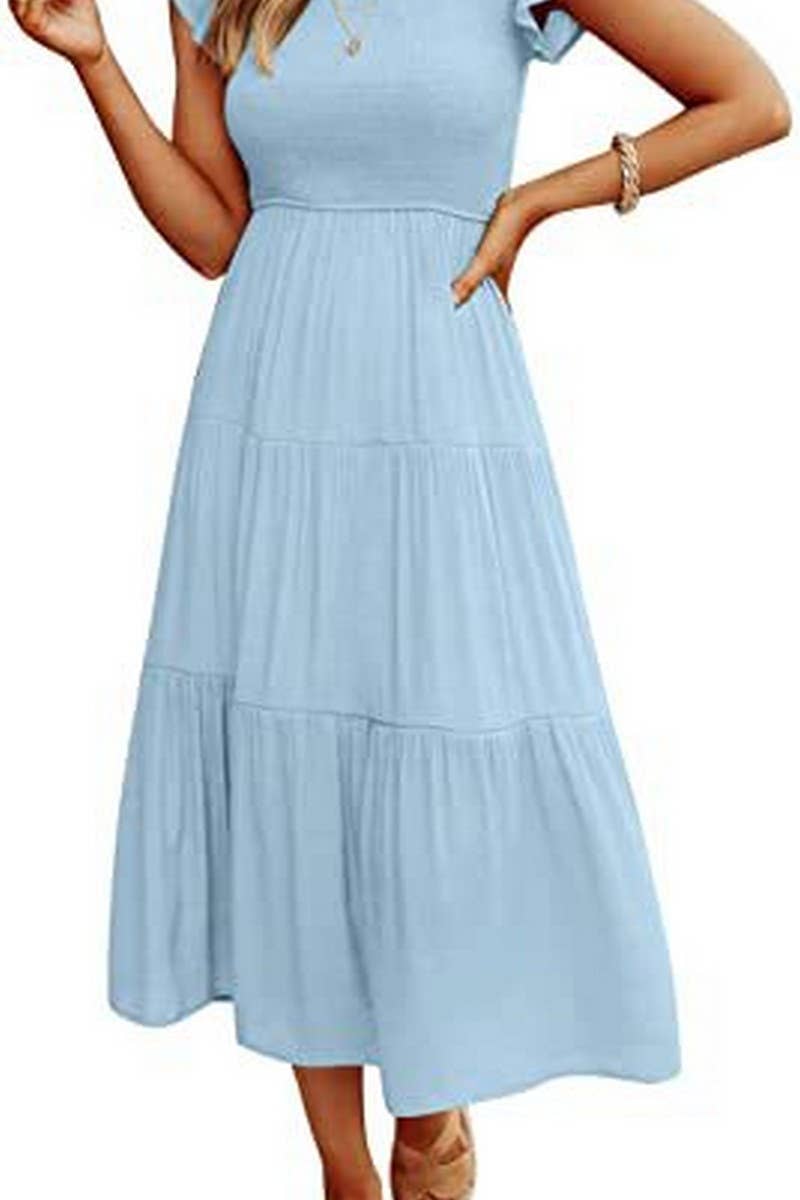 MARINEL - SHIRRED ELEGANCE MIDI DRESS
