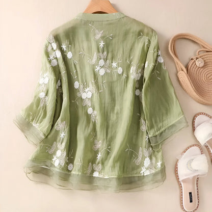 SKYLA - EMBROIDERED COTTON BLOUSE