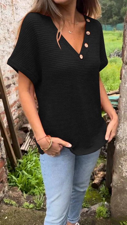 MEERAH -  BREATHABLE WAFFLE SHORT SLEEVE TEE
