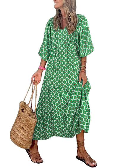 ROMINA - BOHO CHIC PUFF SLEEVE MAXI