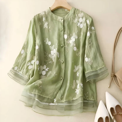 SKYLA - EMBROIDERED COTTON BLOUSE