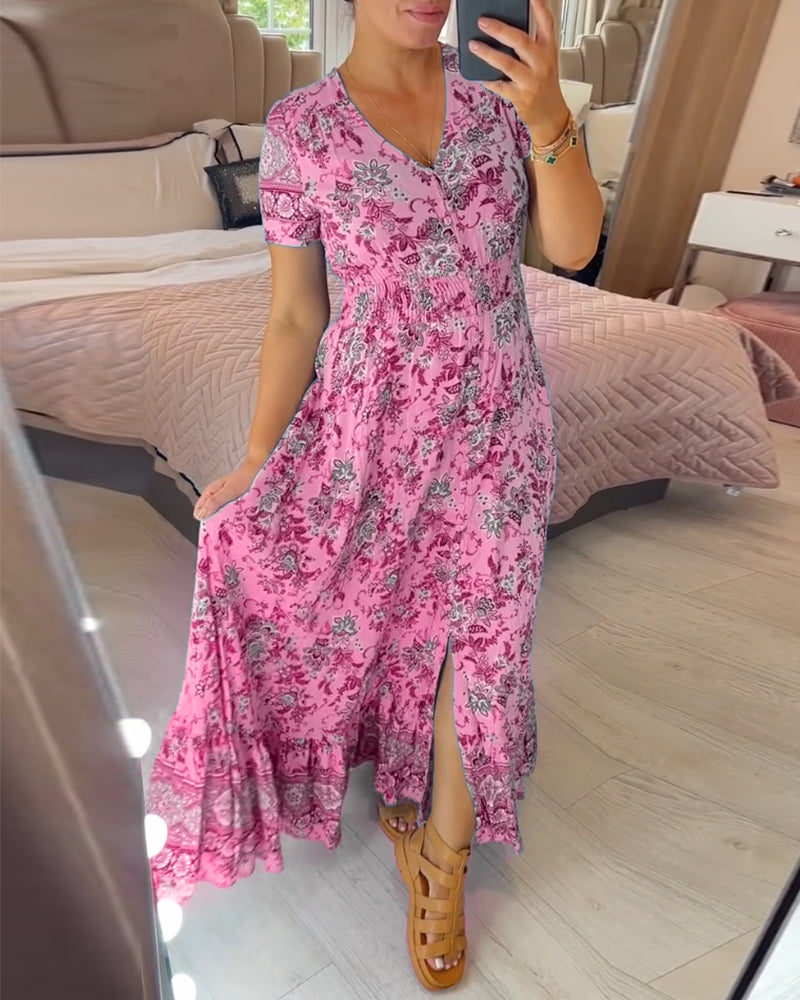 BRIAR - BOTANICAL V-NECK DRESS