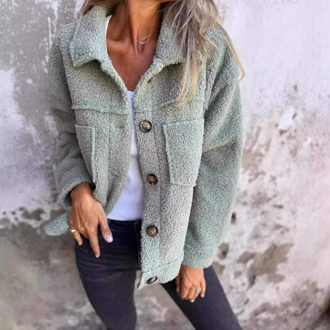 HARLENE - BUTTON-UP FLEECE COAT