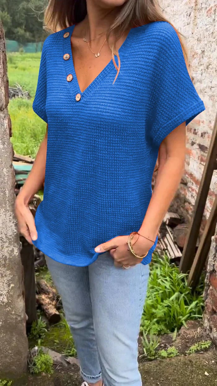 MEERAH -  BREATHABLE WAFFLE SHORT SLEEVE TEE