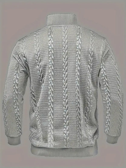 ENZO - TEXTURED BUTTON-COLLAR KNIT PULLOVER