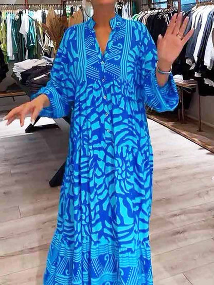 HAZEL - PATTERNED V-NECK DRESS