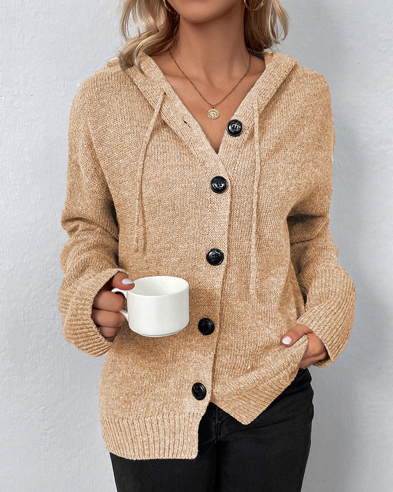 FERNANDA - SOLID HOODED JACKET WITH DRAWSTRINGS