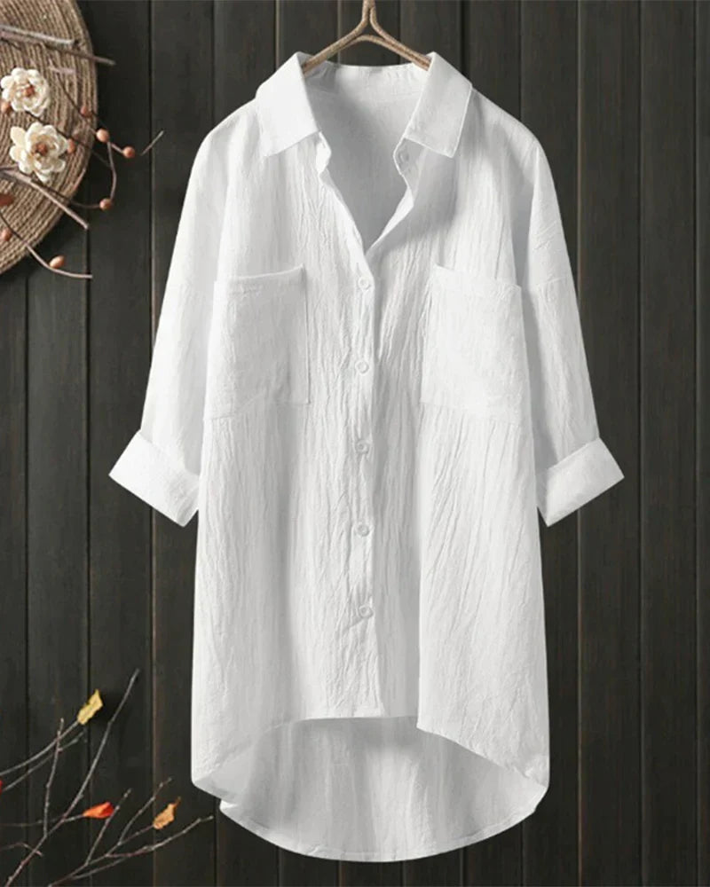 Angelina™ - Solid Color Long Sleeve Blouse