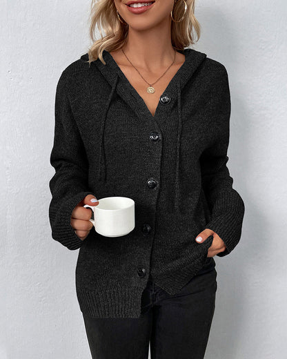 FERNANDA - SOLID HOODED JACKET WITH DRAWSTRINGS