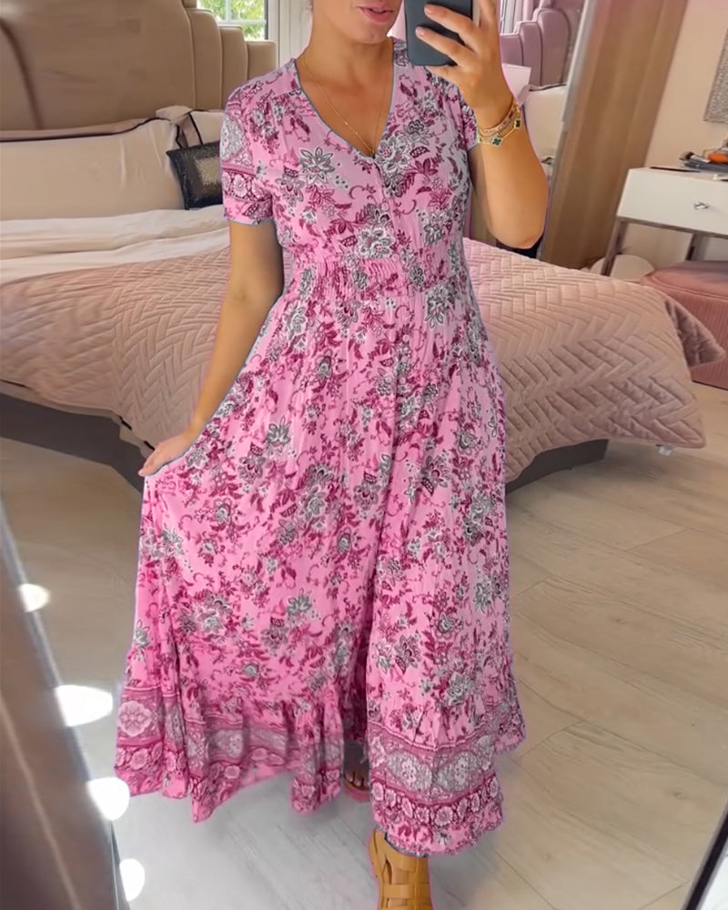 BRIAR - BOTANICAL V-NECK DRESS