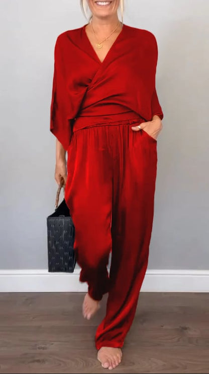 BALENA - FULL SIZE WRAP SURPLICE TOP AND PANTS